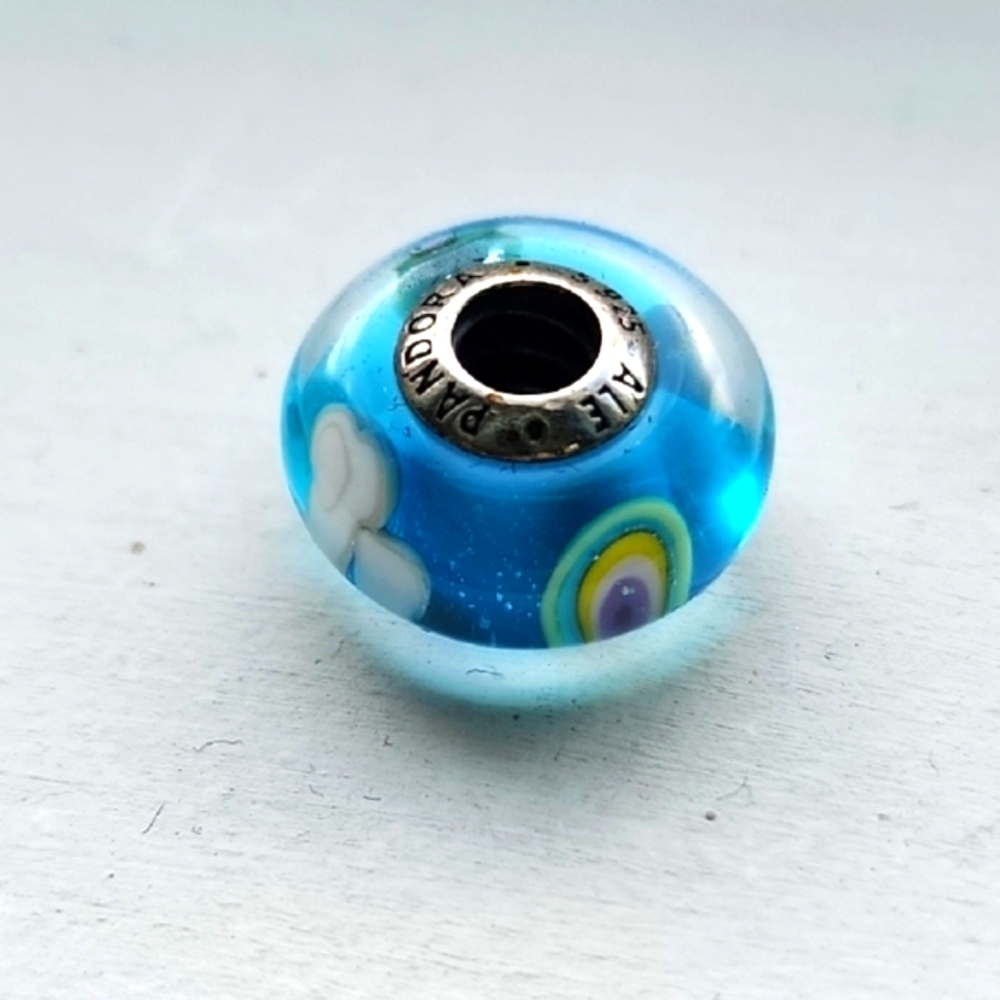 Pandora Blue and Silver Charm Bracelet Bead